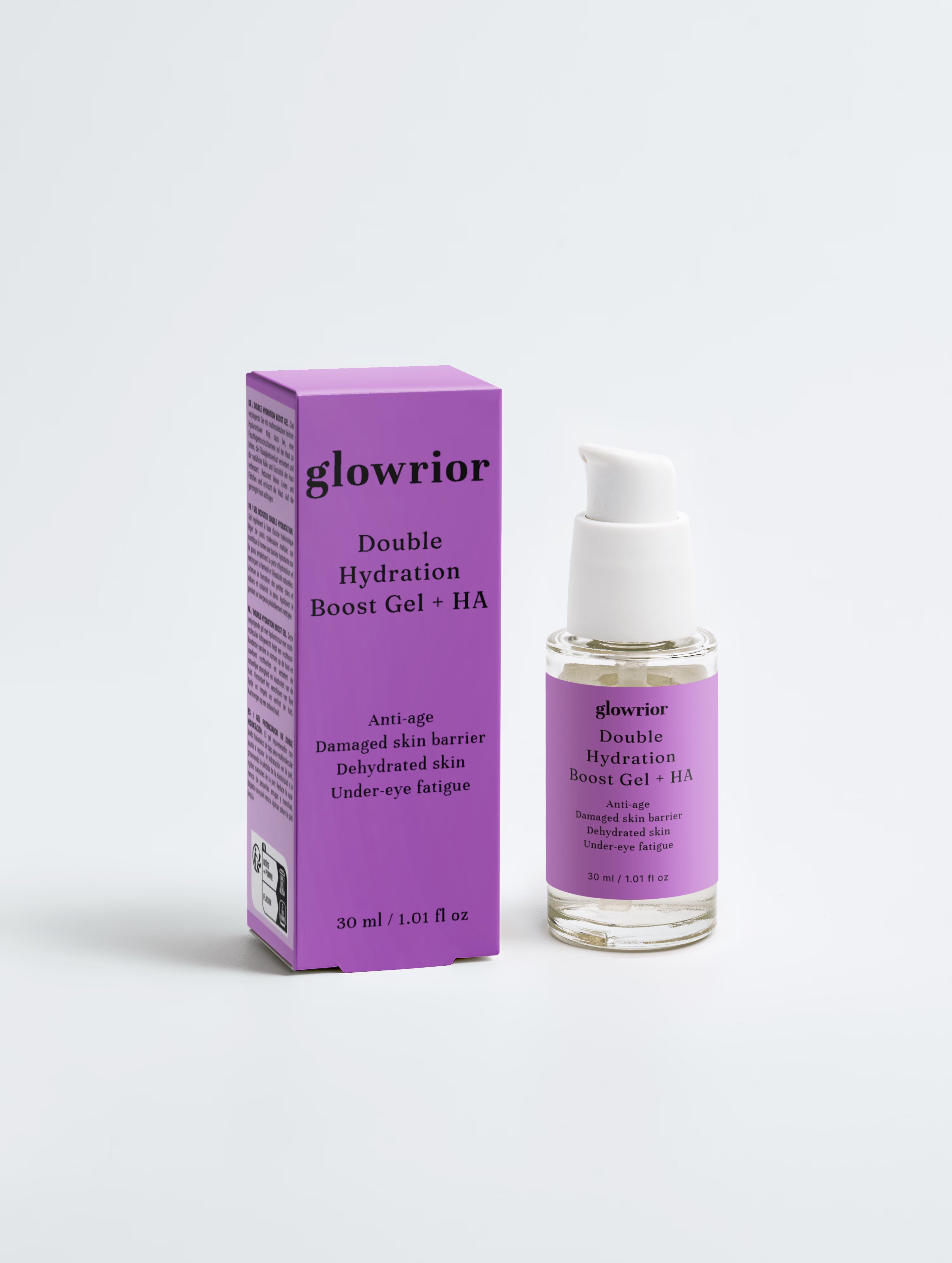 Glowrior Hydra Boost Double Hydration Gel + HA lightweight hydrating face gel with Hyaluronic Acid